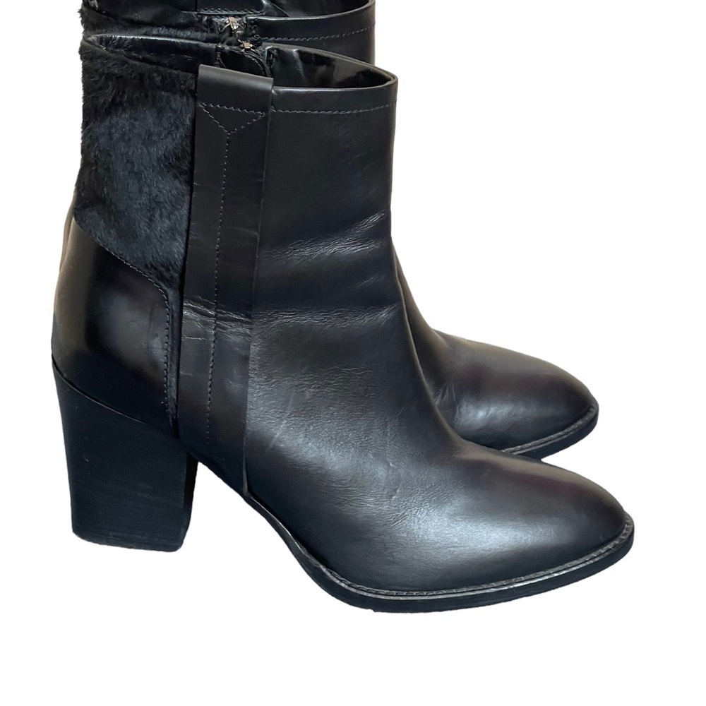 Aquatalia black leather Italian boots‎ size 10 decorated with faux fur